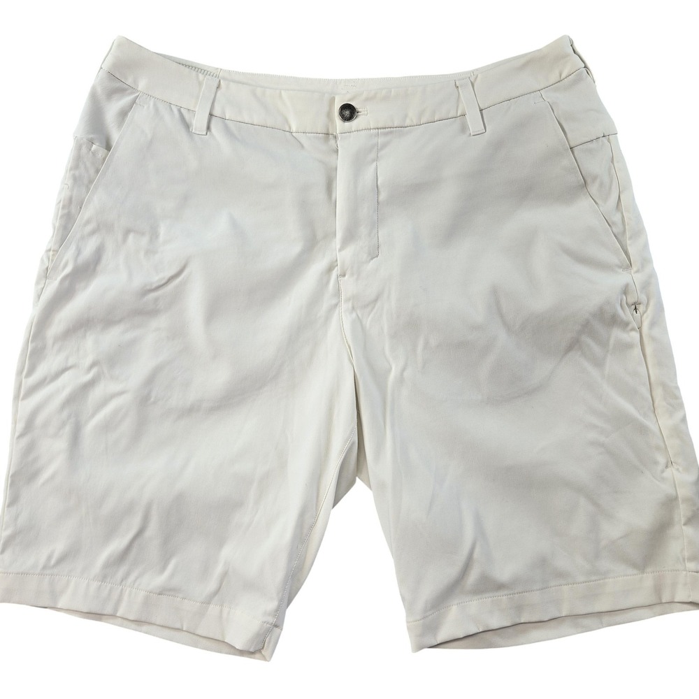 Lululemon Shorts Womens 34 Ivory White Bermuda Golf Flat Front Pockets 9 Inseam‎